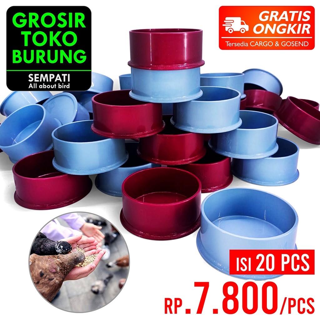 SEMPATI GROSIR Tm Cepuk Emboss Ukir Merpati Isi 20 Pcs Tm Merpati Wadah Tempat Makan Minum Burung Me