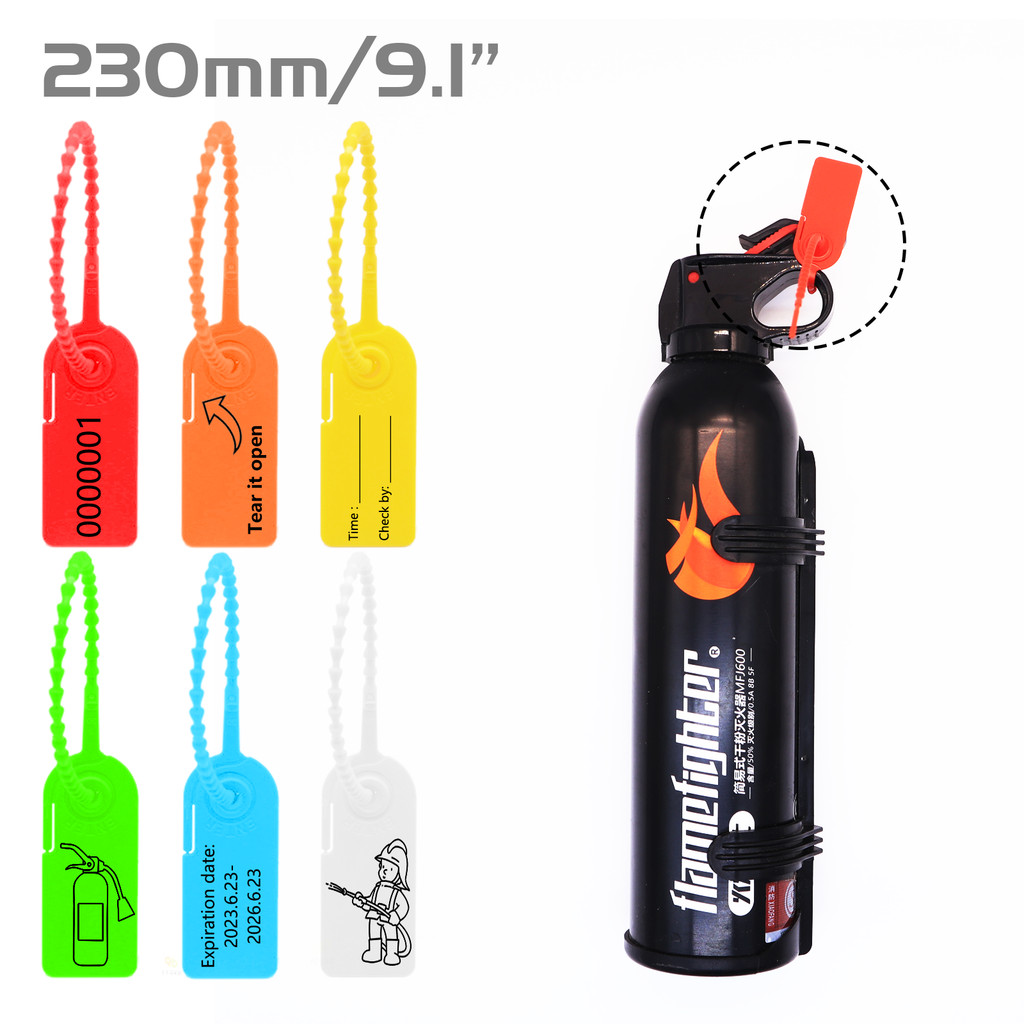 

100Pcs Custom Safety Seals Plastic Disposable Security Beaded Custom Logo Tearable Zip Tie Extintor Sign Labels Tags