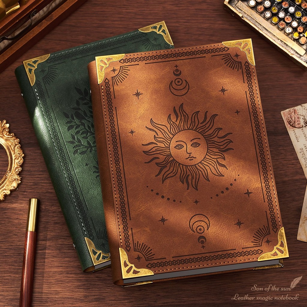 

(Tree of Life)) A5 notebook leather loose-leaf thickened work notepad student binder diary, With 120 inner page