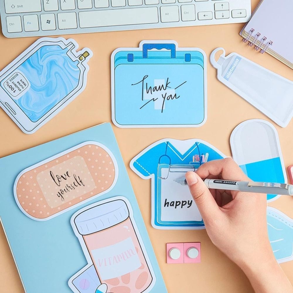 

Cute Nursing Themed Sticky Notes Set Colorful 30 Sheets Self-Adhesive Memo Thickened Removable Square Memo Pad Office School