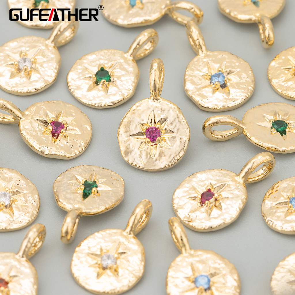

GUFEATHER,6pcs/lot,ME61,jewelry accessories,18k gold rhodium plated,copper,nickel free,zircon,charms,diy pendants,jewelry making