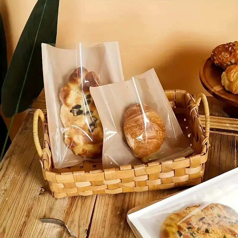 

100-Piece Kraft Brown Toast Bags With Clear Window - Waterproof, Oil-Proof, Self-Sealing Bakery Bags For Bread & Pastries