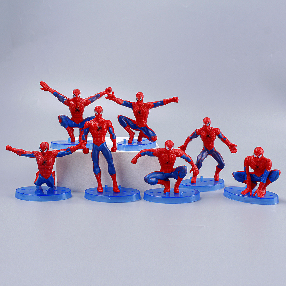 

7pcs/set Disney Cartoon Spiderman Plastic Model Collection Ornaments Kids Birthday Xmas Gift Cake Decoration Toy Tide Play