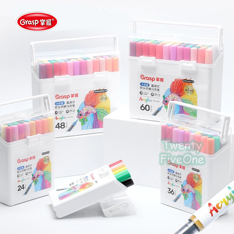 

Grasp Spidol Akrilik Ujung Lembut Tinta Cair Anti Luntur Bisa Ditumpuk & Dicuci Tahan Air untuk Lukisan DIY