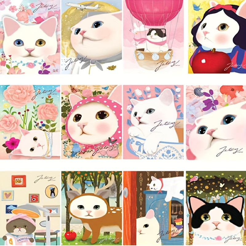 

25Zhang，Cute Cat Pattern Postcard，Cartoon Card; Greetings Card Sent to Friends at ，Greeting Card，Postcard Gif