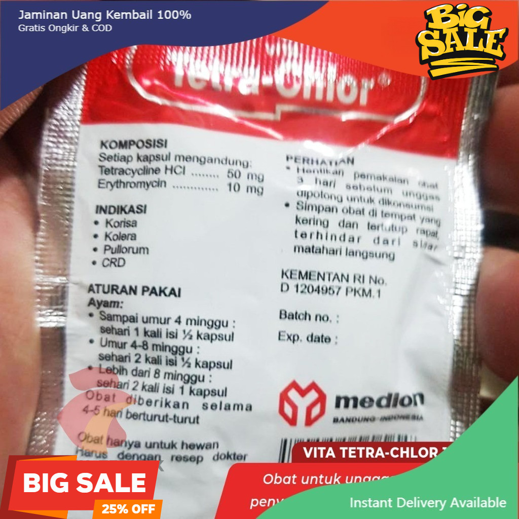 Tetra Chlor 10 kapsul obat pilek ngorok mencret untuk ayam