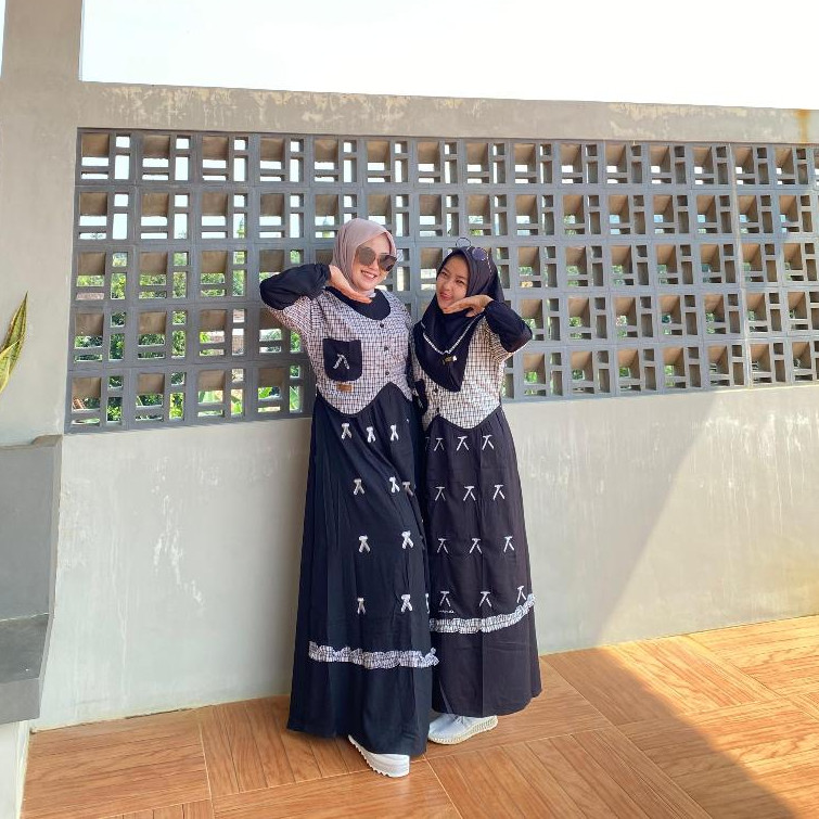 Gamis Amanda Nikita Kids Rayon Twill Premium Mix Katun Haruka Motif Kotak Blazer