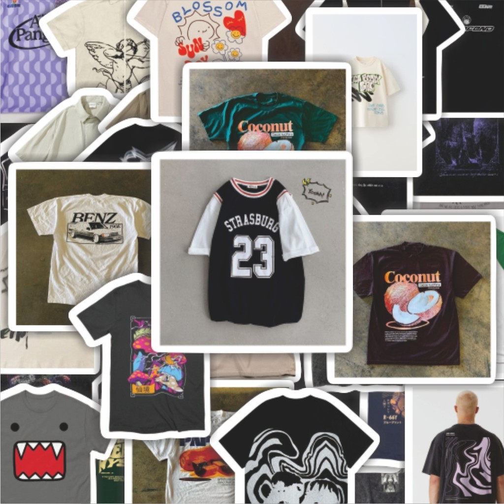

100PCS Lucu Stiker T-Shirt V3 Stiker Aesthetic Stiker Anti Air Stikers Berperekat Waterproof sticker decal buat Motor Helm Buku Journal Koper Casing HP Laptop Botol Minum Hadiah anak