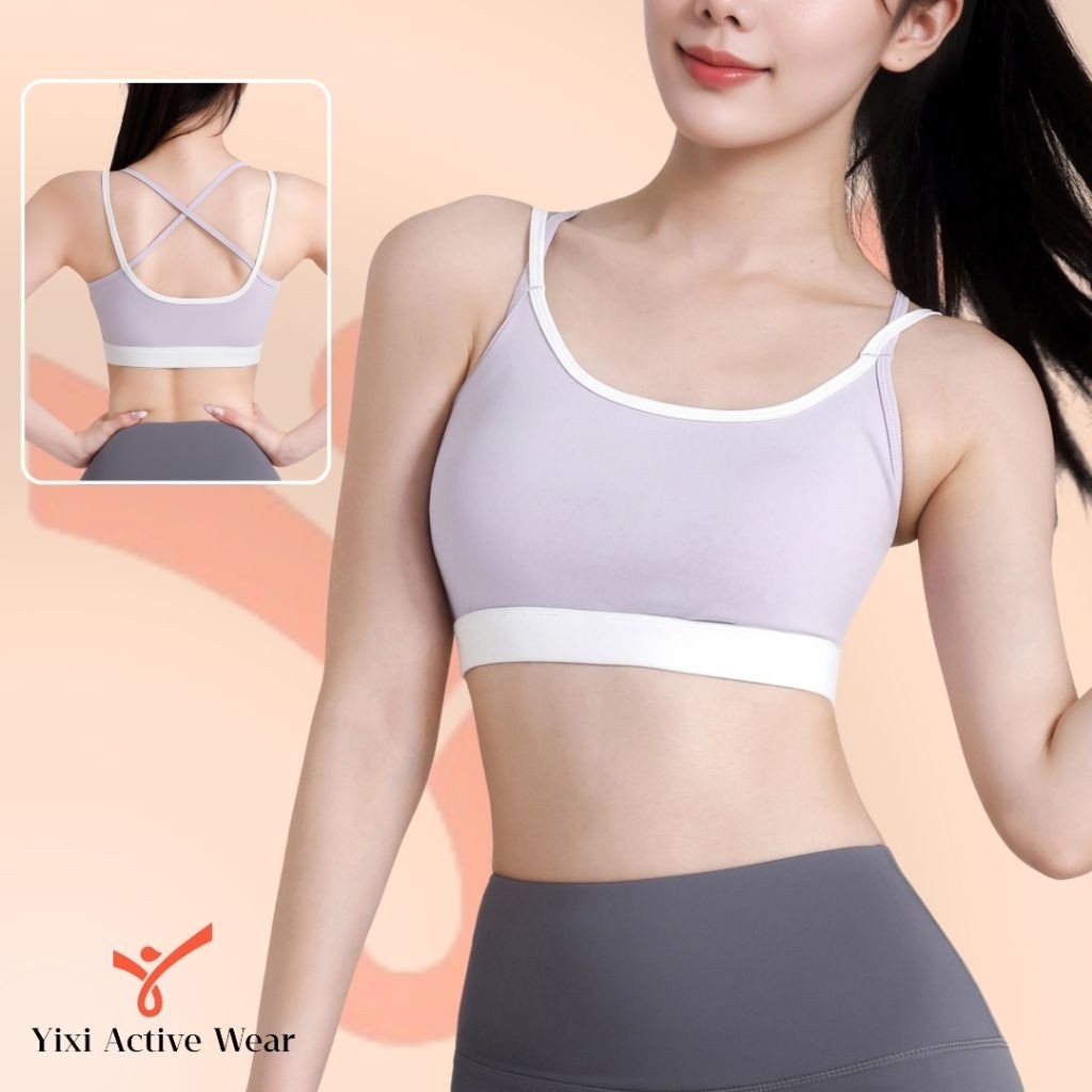 YIXI | Sports bra fixed cup olahraga yoga gympadel