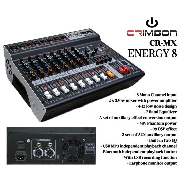 Power Mixer Crimson CR MX Energy 8 700watt 8 Channel Original Crimson CR-MX Energy8 Energy-8