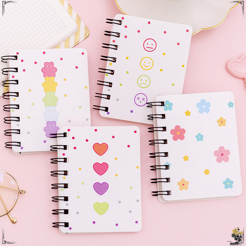 

10 Pcs 8*10.5cm Small Flower Flip Coil Notebook for Students Mini Portable Loose Leaf Notebook A7 Pocket Book