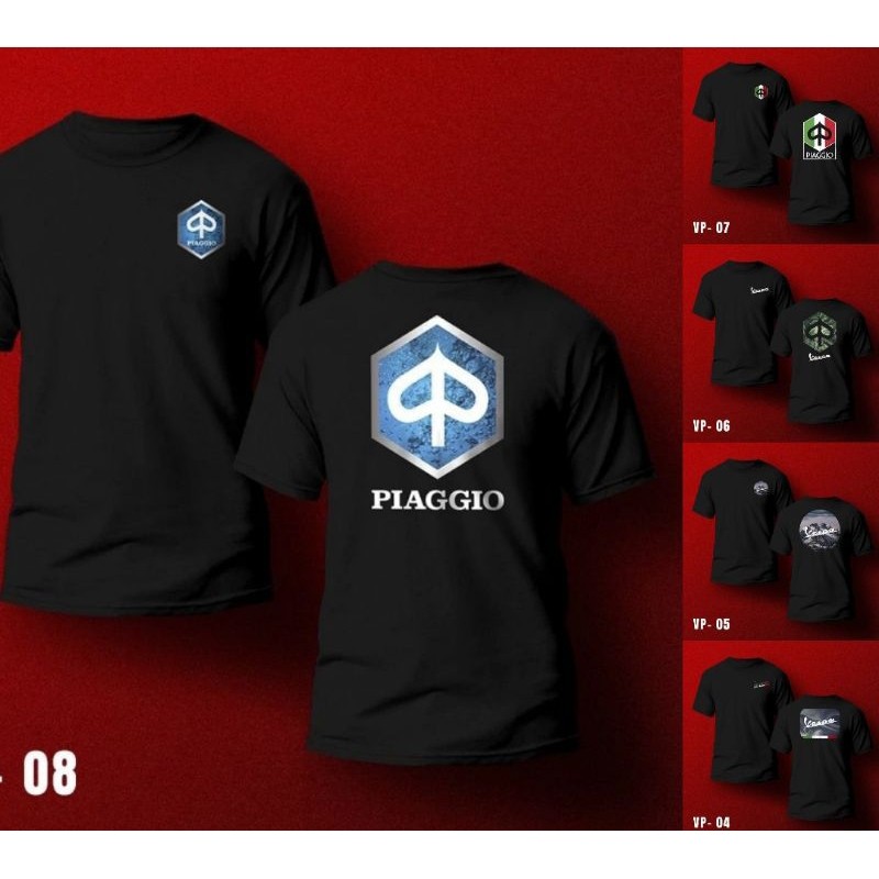 Kaos Vespa Scooter Piagio tshirt Distro original cotton combed 24s Jetblack Premium kaos otomotif
