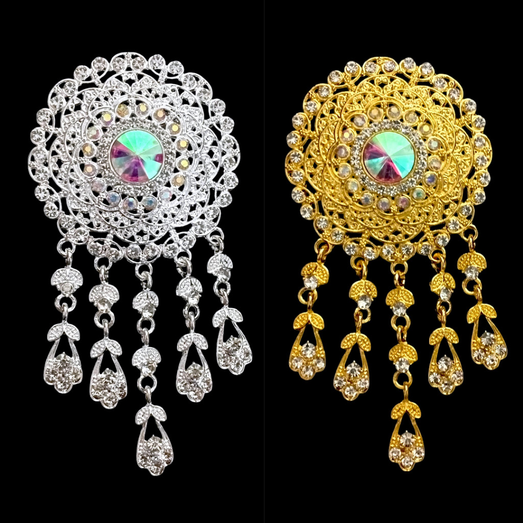 [WOW] Bros Kebaya Pengantin/Bross Besar/Bros Bunga Juntai /Bros Mewah Kutubaru Emas Perak Jumbo Jura