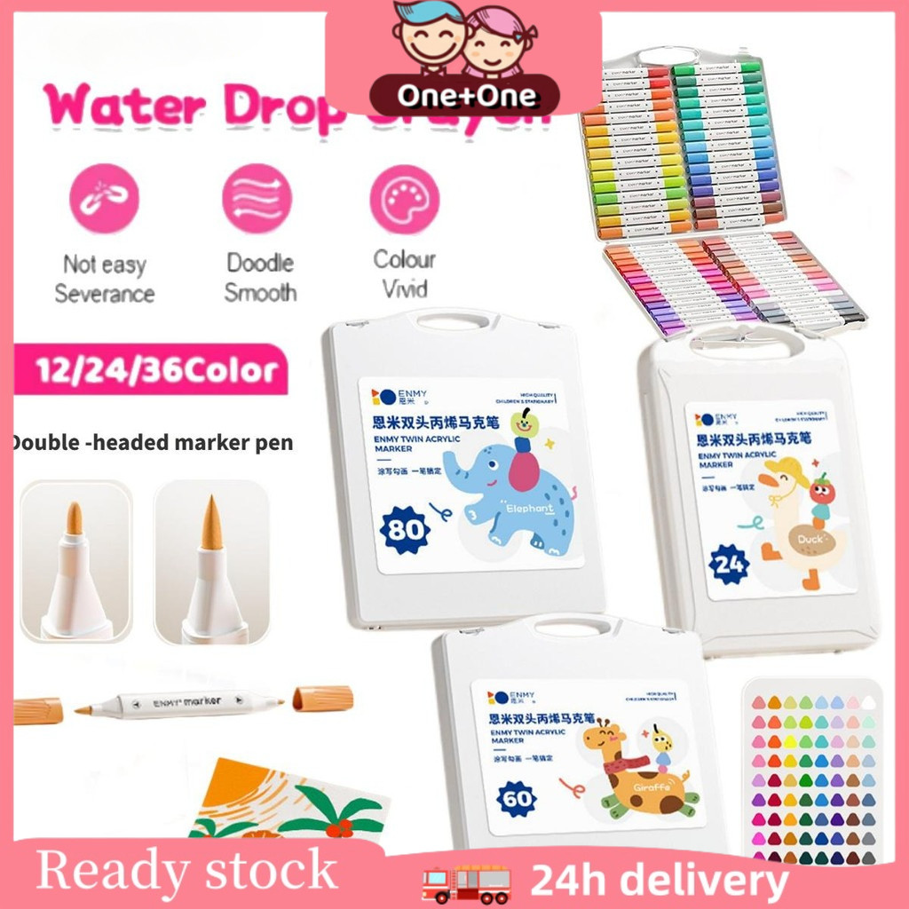 

Goodbata 24/36/48/60 Dual-Tip Acrylic Marker Pen Marker Highligher Lukisan Diy Kepala Double Head Acrylic Pens Stationery Kotak Peralatan Mewarnai