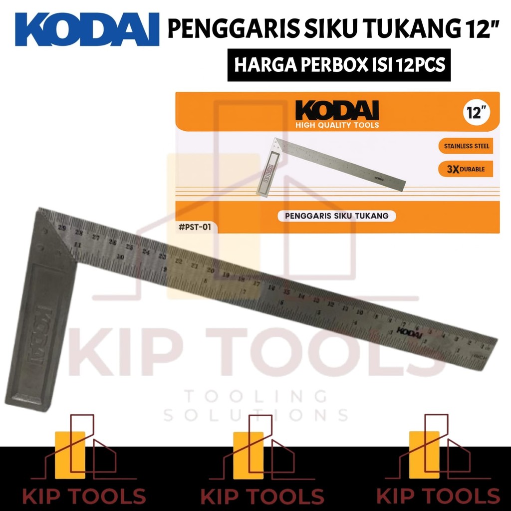 

GROSIR 1 KOTAK 12PCS PENGGARIS SIKU TUKANG 12" KODAI – Stainless Steel Anti Karat