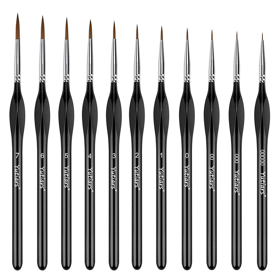 

Miniature Paint Brushes,11pcs Small Fine Tip Paintbrushes, Micro Detail Paint Brush Set,Triangular Grip Handles Art Brushes