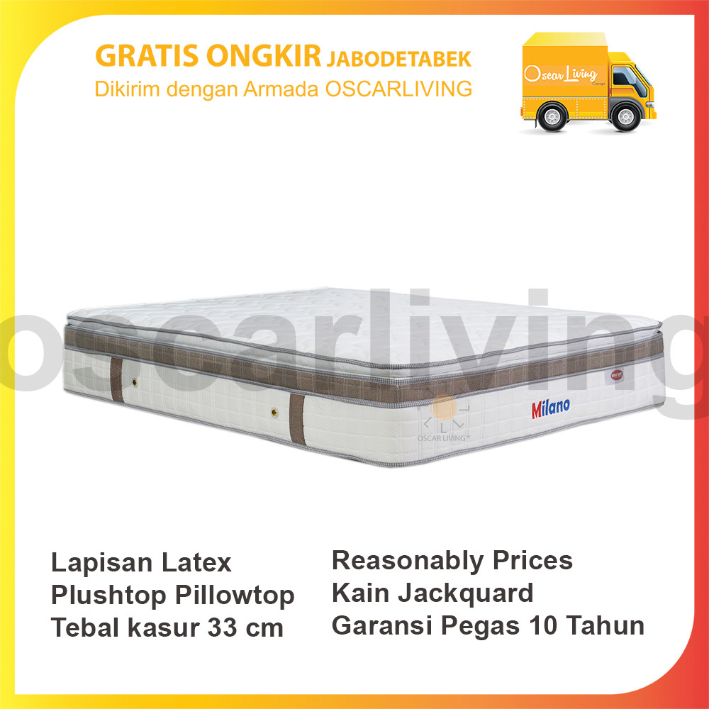 Eversoft Kasur Springbed Milano Latex Spring Size 160 x 200 Putih - Khusus Jabodetabek