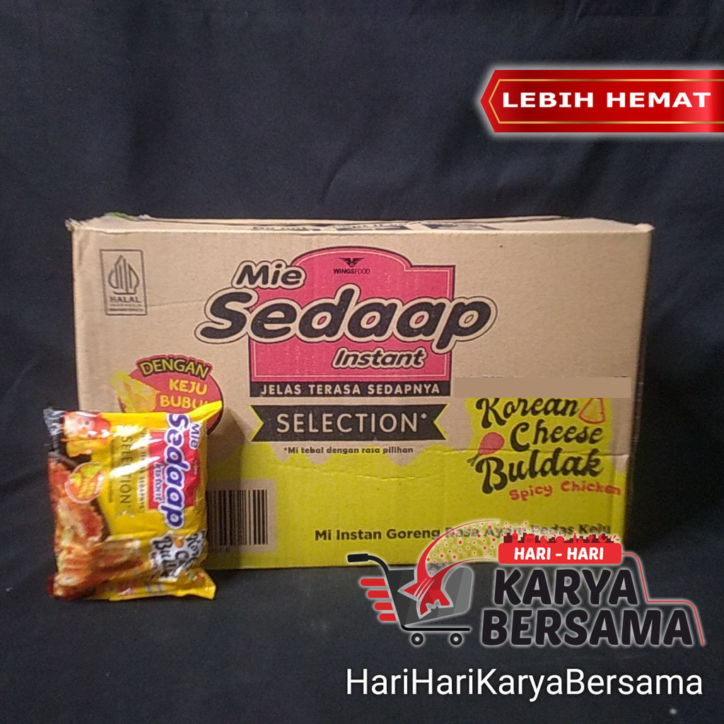 

MAKANAN MI INSTAN MIE SEDAAP SEDAP SELECTION KOREAN CHEESE BULDAK SPICY CHICKEN PER-KARTON ISI 40'S X 86GR