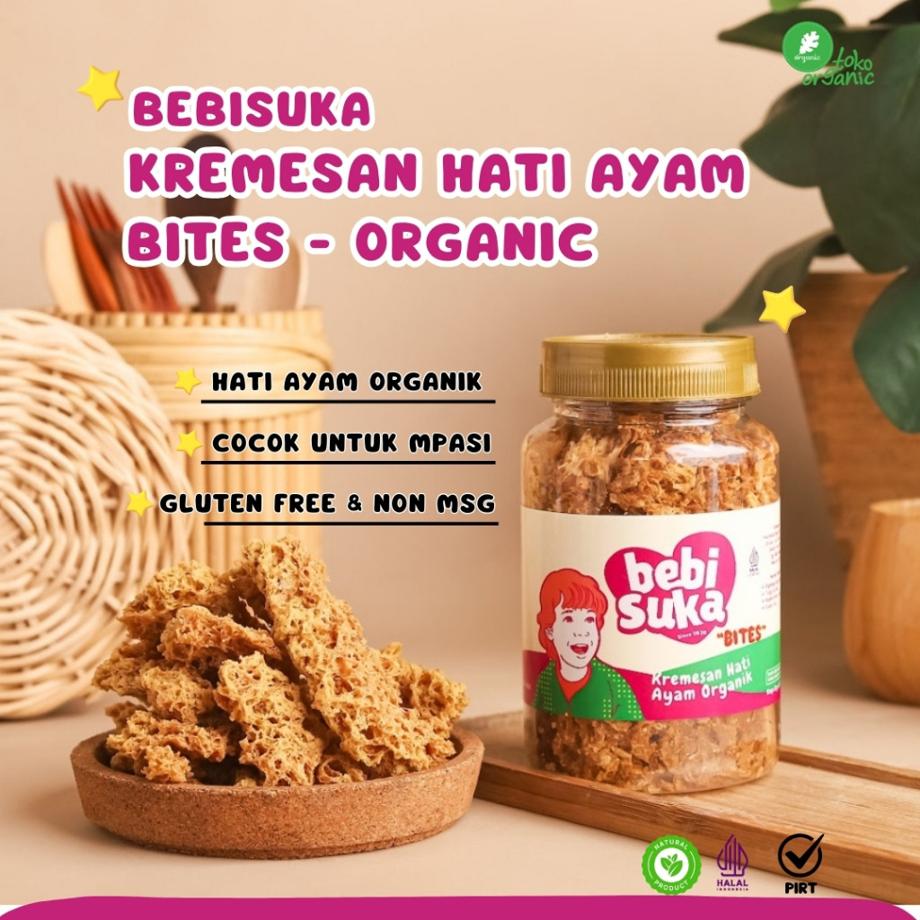 

Bebisuka Kremesan Hati Ayam Organic Bites (45gr) | Kremesan Bites Organik untuk MPASI, Kremesan tekstur Lumer cocok untuk MPASI, Camilan Sehat Gluten Free , Snack untuk Bayi Aman Non MSG