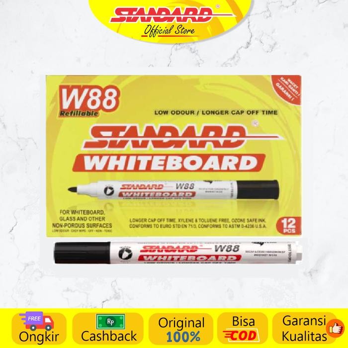 

Standard - W88 Whiteboard Marker ( Spidol yang bisa dihapus ) - Tinta Hitam, Isi 12 Pcs