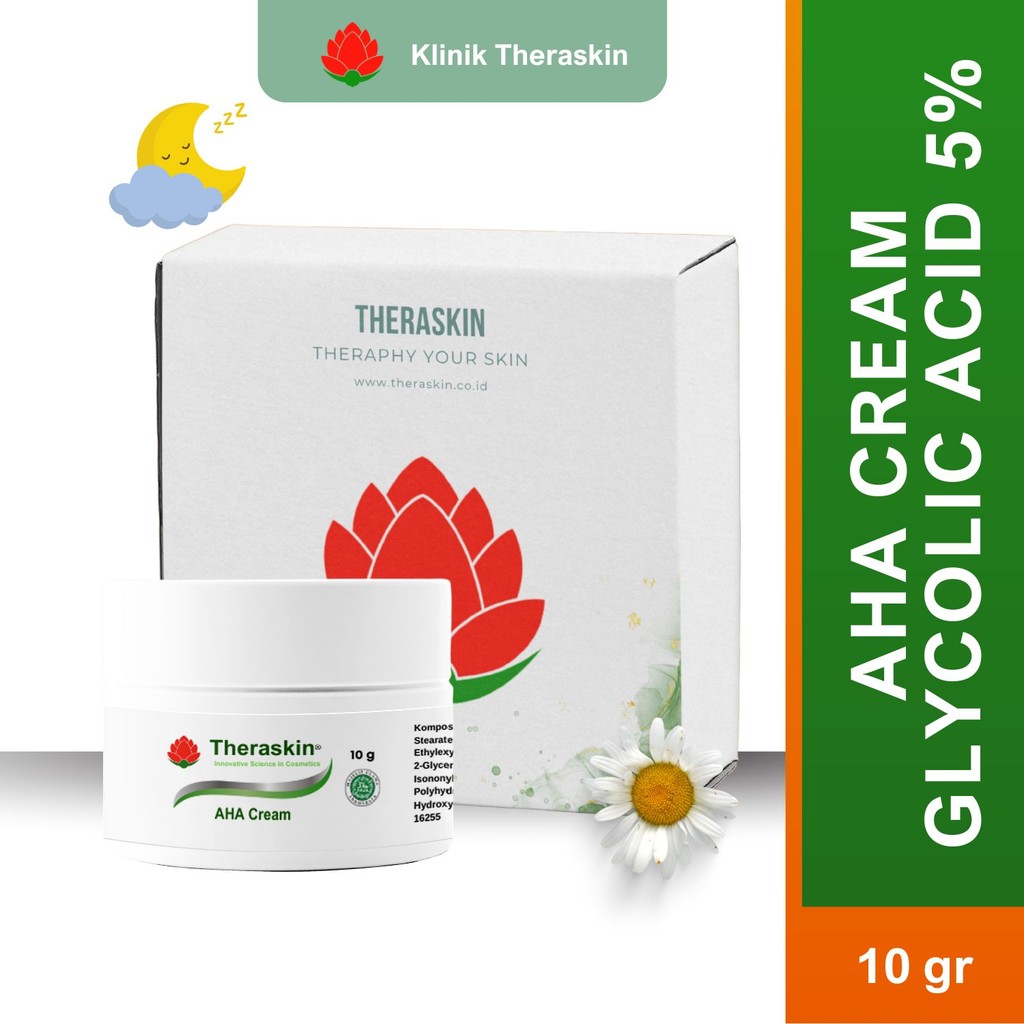 Theraskin AHA Cream / Krim Malam Glycolic Acid 5% Untuk Flek Hitam Ringan BPOM