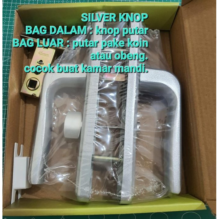 SALE VK HANDLE PINTU SET KAMAR MANDI ALUMUNIUM VAPELY KUNCI PINTU WC TEBAL - silver knopTERLARIS