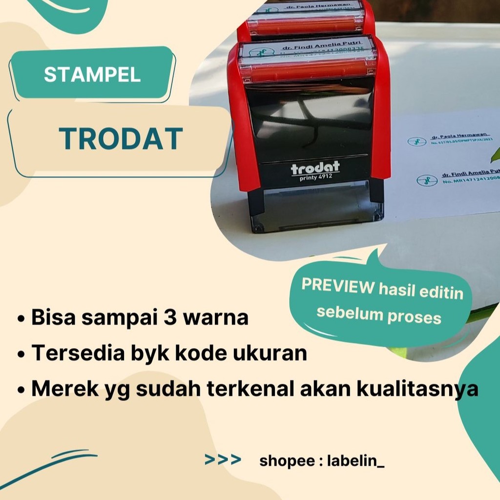 

Stempel TRODAT 2 / 3 warna. Stempel / cap nama toko stempel dokter stempel/cap logo stempel lunas