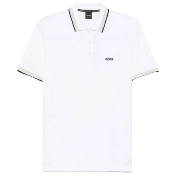 Paddy Contrast White Black Polo / Kaos Polo Branded Original