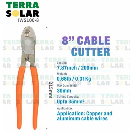

READY Tang potong kabel 8" IWISS TX100-8, Wire Cable Cutter up to 35mm²