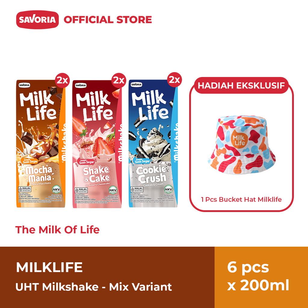 

MilkLife UHT Milkshake Mix Variant 6 Pcs x 200ml + Bucket Hat PRJ