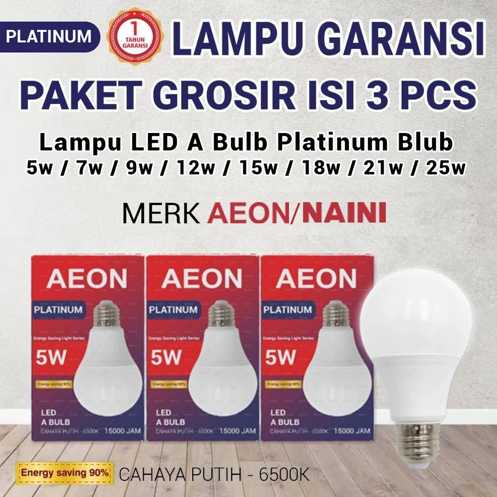 Paket Usaha Grosir Hemat 3pcs Lampu LED Bohlam Platinum Blub 5w 7w 9w 12w 18w 25w Putih umur 15000ja
