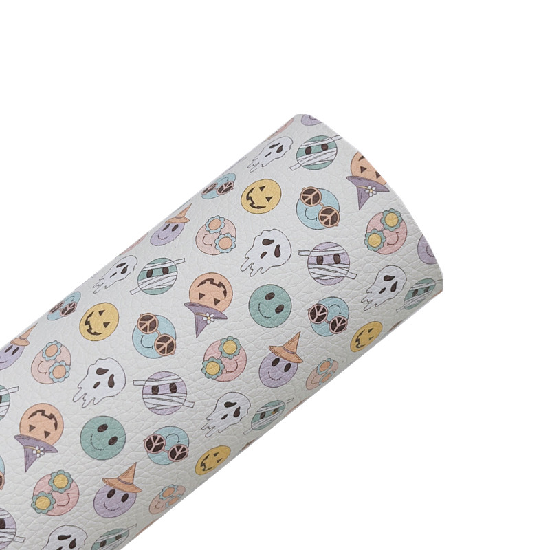 

New Rainbow 30x22CM Happy Halloween Litchi Faux leatherette for bows, earrings, DIY handmade crafts