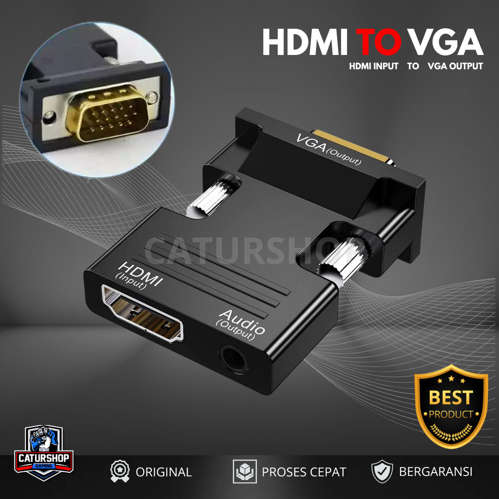 Adaptor HDMI/HDTV ke VGA 3,5m Audio yang Mendukung Koneksi Stabil / hdm to vga / converter hdmi vga
