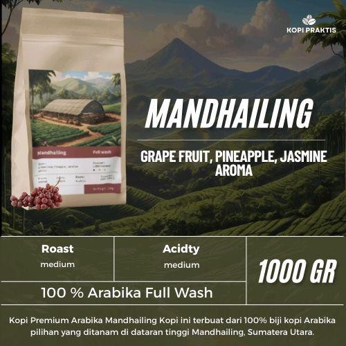 

ROASTED BEANS ARABIKA FULL WASH MANDHAILING 1000 GR | 1 KG | BIJI KOPI SANGRAI | Coffee - GILING HALUS