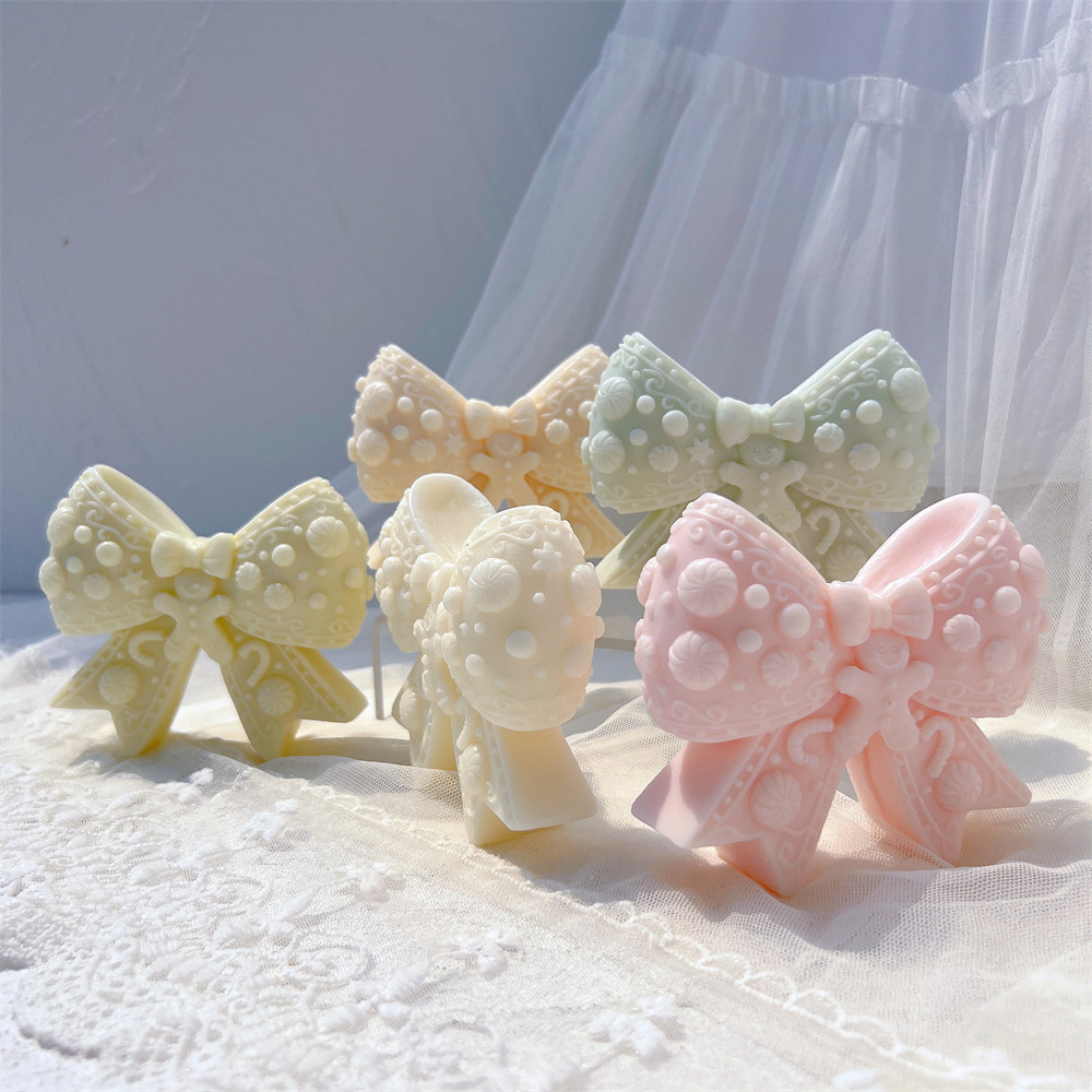 

Gingerbread Bowknot Silicone Candle Mold Soy Wax Mould Xmas Bows Handmade Tool Kit