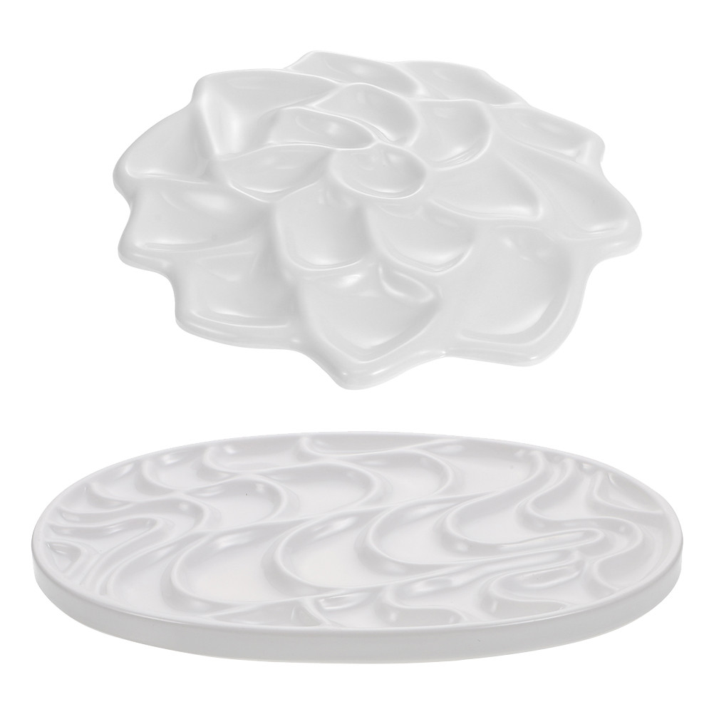 

Palette Pigment Plates Imitation Ceramic Pallet Mixing Painting Trays Watercolor