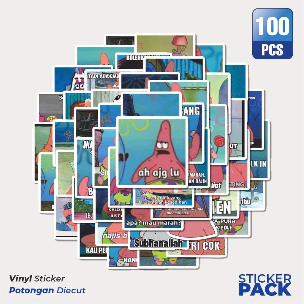 

MURAH 100 PCS Stiker Patrick Meme V5 Waterproof Aesthetic- Untuk Laptop, Motor, dan Helm - Paper Stationery Pack