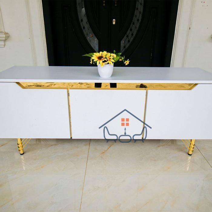 Meja TV Credenza Pamela| Bufet Minimalis Modern Terbaru I Lemari TV Minimalis Modern - Putih