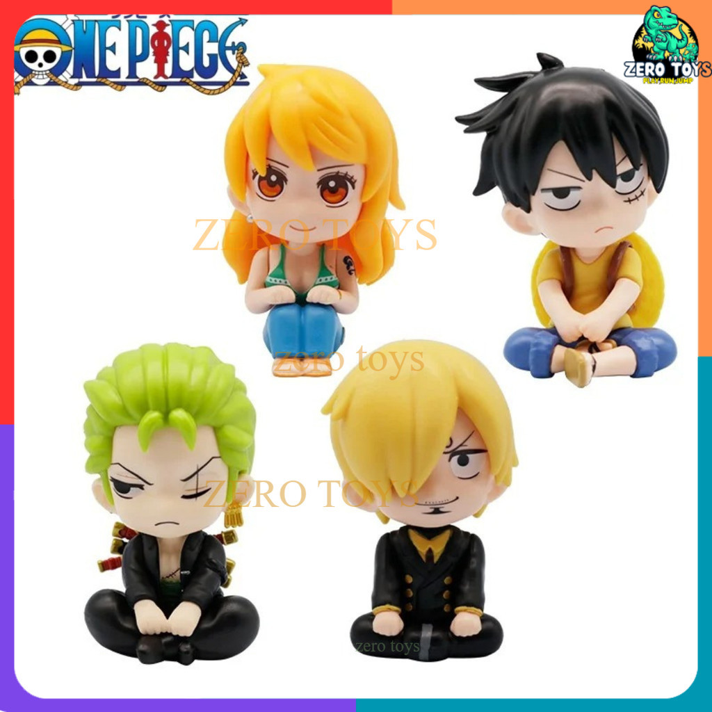 Figure One Piece Luffy Nami Zoro Sanji Sitting Look Up Version Set 4