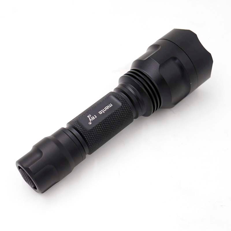 Manta Ray C8 Black Flashlight Torch, XP-L HI V3-1A 6500K LED Emitter Inside, AMC7135 x10 3.5A Driver