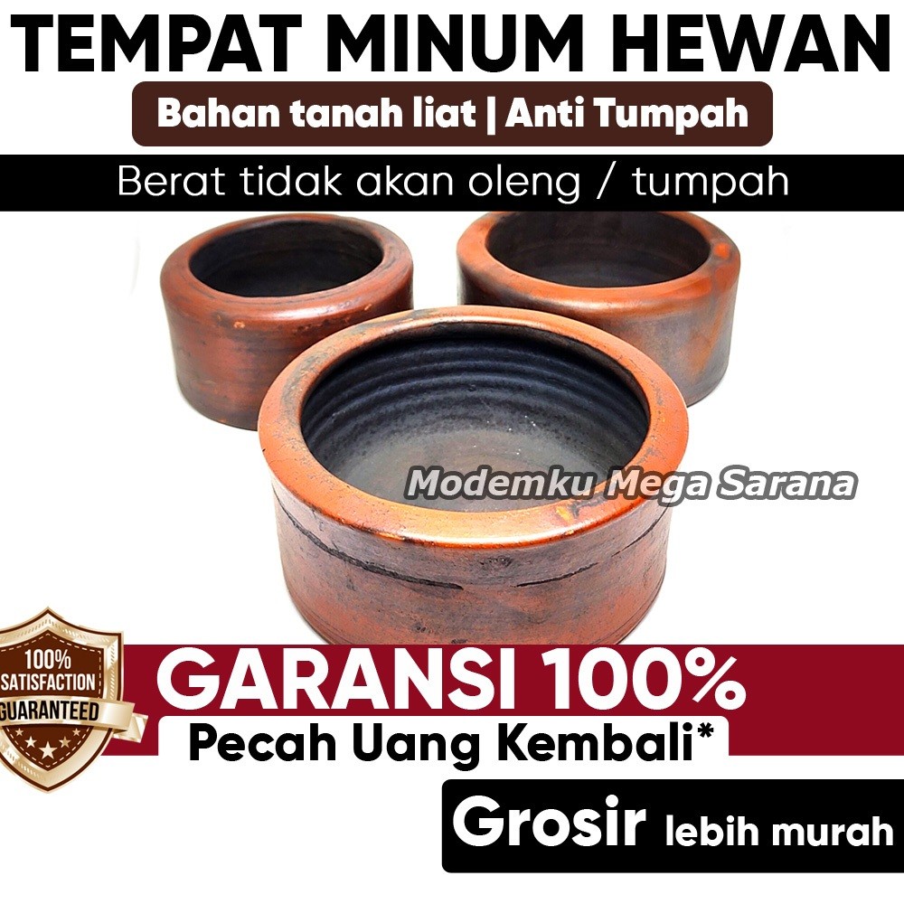 Pawon Gerabah | Wadah Pakan Tempat Makan Minum Hewan Gerabah Tanah Liat Kelinci Anjing