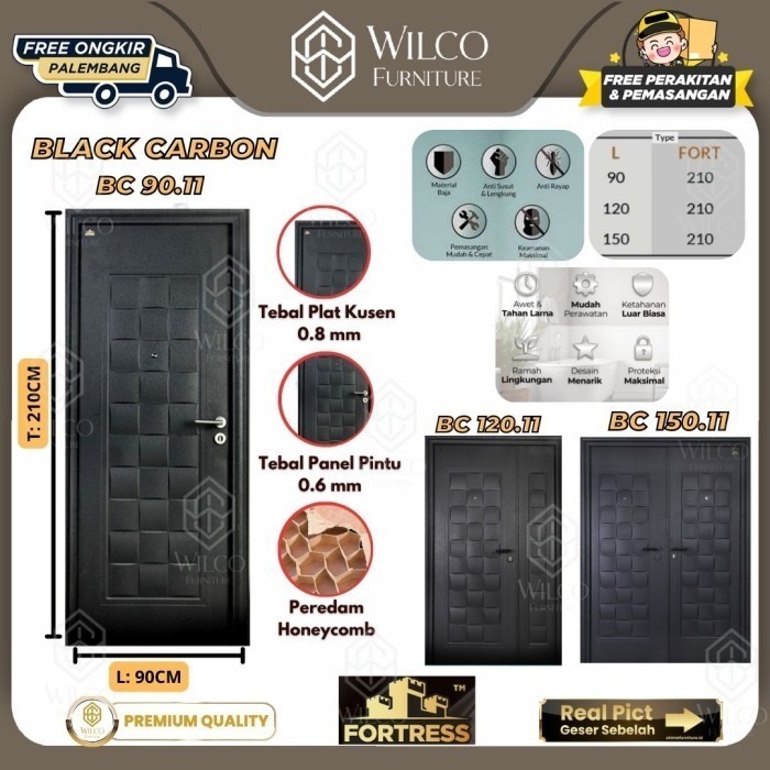 Pintu Baja Fortress Black Carbon FORT 90.11 / Pintu Baja Utama Modern / Pintu Fortress BC FORT 120.1