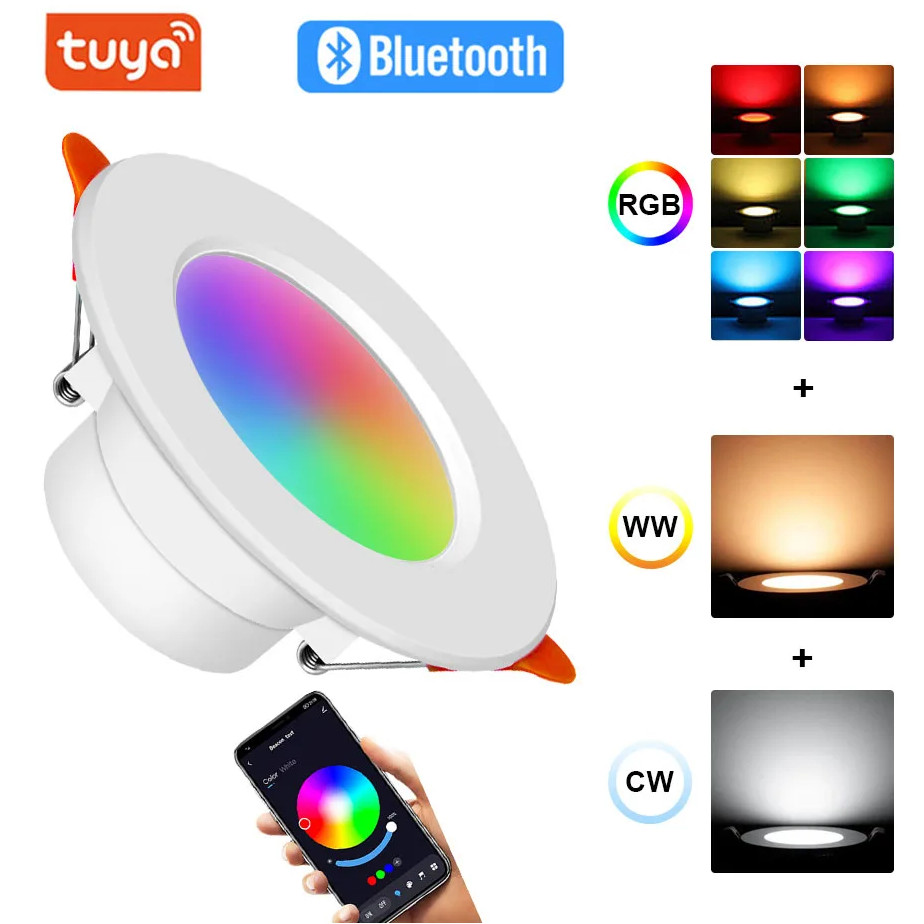 Lampu Downlight LED Smart Bulb Bluetooth Tuya 10W RGBCW | Lampu Super Terang Downlight LED Bohlam Ce