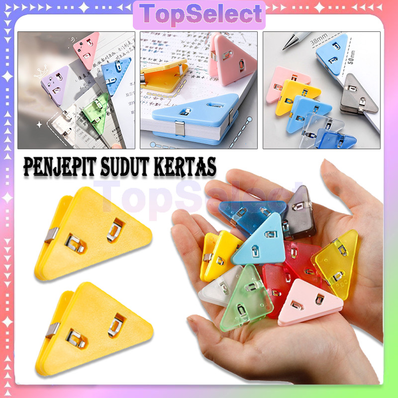 

klip penjepit sudut kertas segitiga warna warni/Klip Sudut Penjepit Kertas Buku/Klip Sudut Kertas Segitiga Warna Warni /Penjepit Buku Akrilik Penjepit /Klip Sudut Kertas Clip Binder