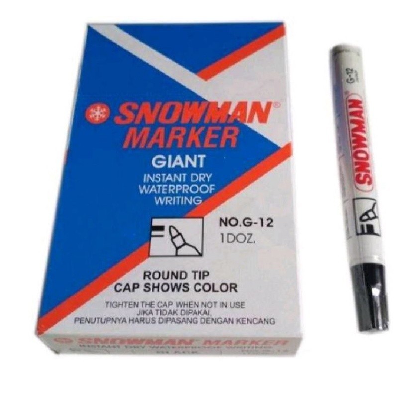 

Spidol Snowman Permanent Hitam G-12-Spidol Snowman Marker 12 Pcs melayani grosir dan ecer