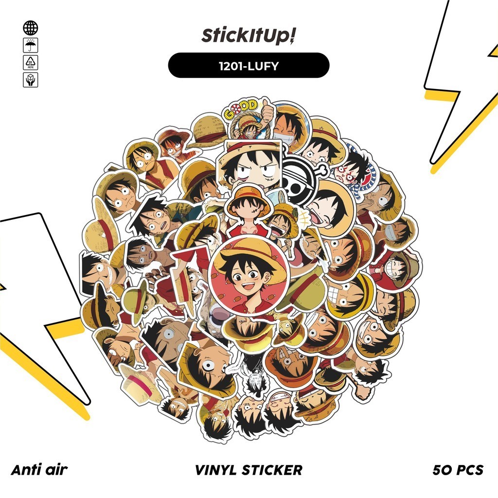 

COD✨ 100 Pcs Stiker Luffy One Piece Lucu Aesthetic Vynil Waterproof untuk Freebies Sticker Buku Journal Casing HP Laptop