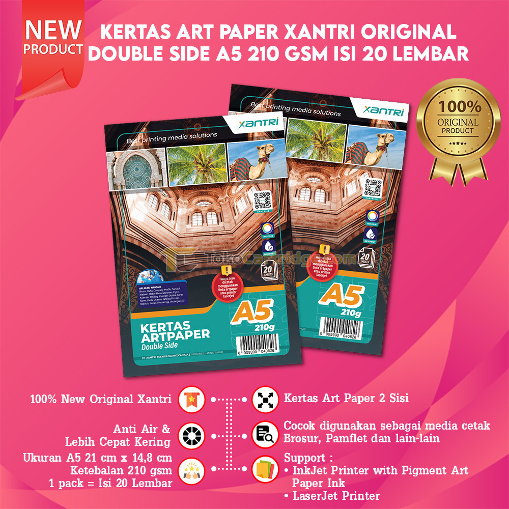 

50 Sheets Kertas Photo Art Paper A5 210gsm 210 gsm Print Double Side Anti Luntur pakai Tinta Art Paper Ukuran A5 Photo Art Paper