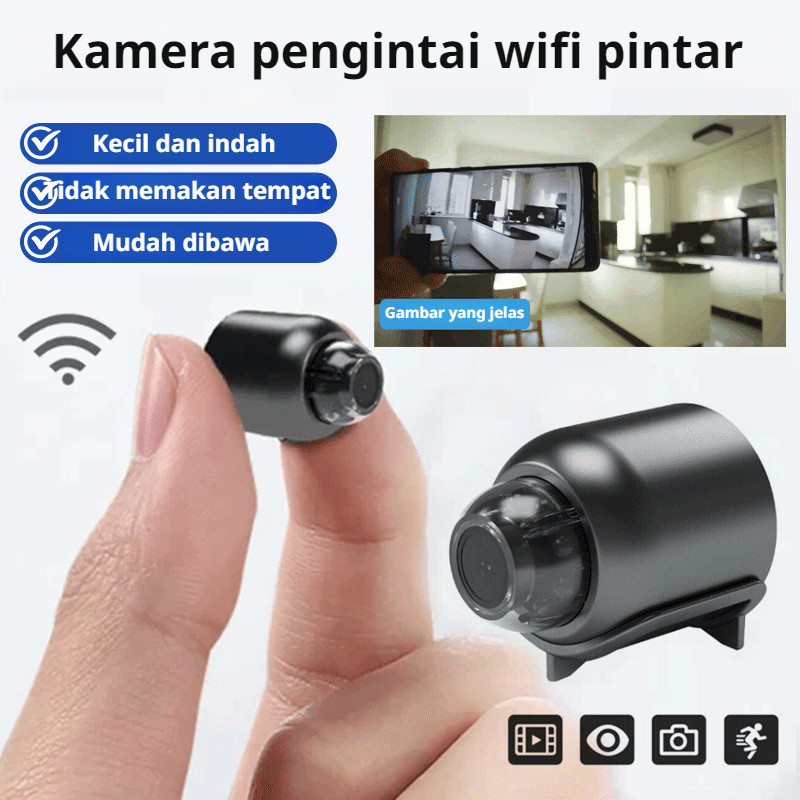 【Kirim dalam 24 jam】[4K Hd/Tidak Perlu Kabel/Pengeboran] Kamera Pengintai Jarak Jauh WiFi Pintar/Kam