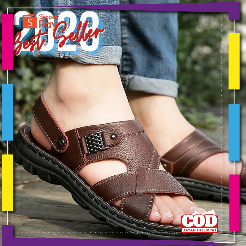 [PREMIUM ORIGINAL] Sandal Pria Dewasa Open Toe Asli Kulit Premium Impor Termurah
