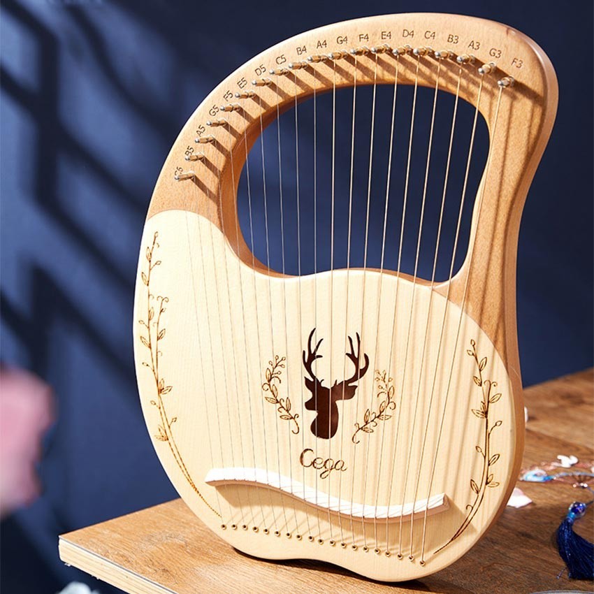 Harpa Lyre 19 Senar Ukuran Kecil Portable Untuk Pemula + Tuning Wrench Strings Pick Set Alat Musik